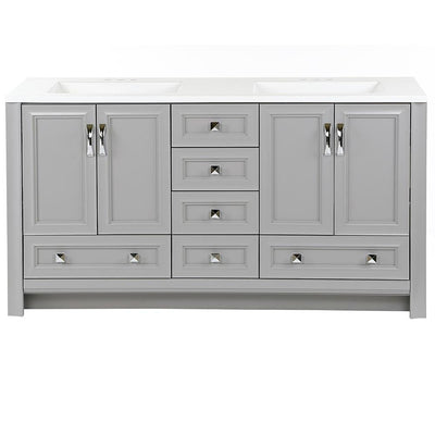 Candlesby 60 in. W x 19 in. D Bath Vanity in Sterling Gray with Cultured Marble Vanity Top in White w/ White Sink - Super Arbor