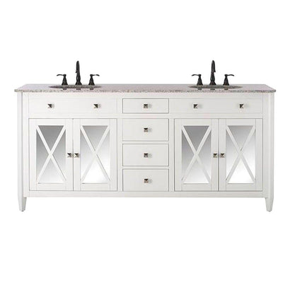 Barcelona 73 in. W x 22 in. D Double Bath Vanity in White with Granite Vanity Top in Grey and White Sink - Super Arbor