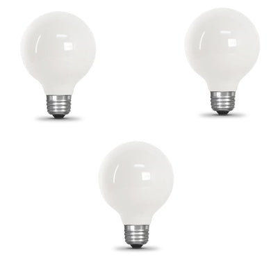 Feit Electric 60-Watt Equivalent G25 Dimmable Filament ENERGY STAR White Glass LED Light Bulb, Daylight (3-Pack) - Super Arbor