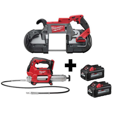 M18 FUEL 18-Volt Lithium-Ion Brushless Cordless Deep Cut Band Saw and Grease Gun 2-Speed with Two 6.0 Ah Batteries - Super Arbor