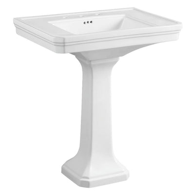 Kingston Brass Victorian Pedestal Combo Bathroom Sink in White with 8 in. Widespread - Super Arbor