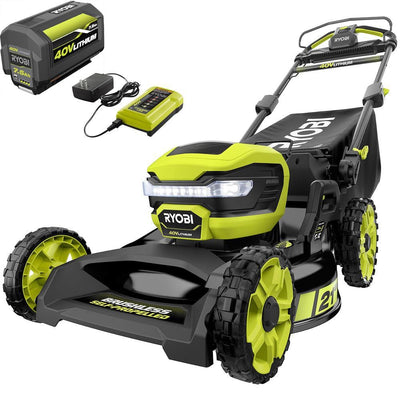 RYOBI 21 in. 40-Volt Lithium-Ion Brushless Cordless Walk Behind Self-Propelled Mower with 7.5 Ah Battery/Charger Included - Super Arbor