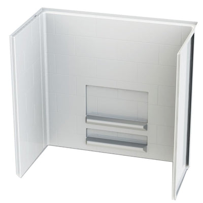 Acrylx Applied-Acrylic 30 in. x 60 in. x 55.4 in. 3-Piece Direct-to-Stud Alcove Subway Tile Shower Surround in White - Super Arbor
