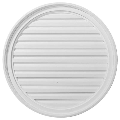 28 in. x 28 in. Round Primed Polyurethane Paintable Gable Louver Vent - Super Arbor