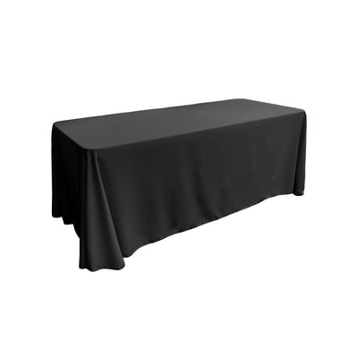 90 in. x 132 in. Black Polyester Poplin Rectangular Tablecloth - Super Arbor