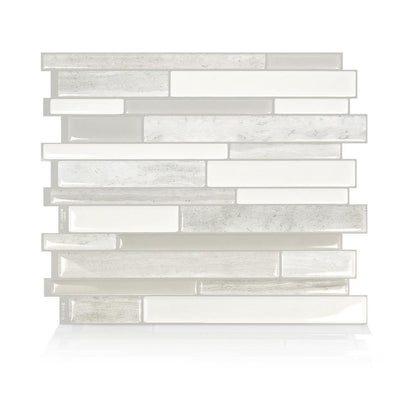 Milano Fabrini 11.55 in. W x 9.63 in. H Taupe Peel and Stick Decorative Mosaic Wall Tile Backsplash (4-Pack) - Super Arbor