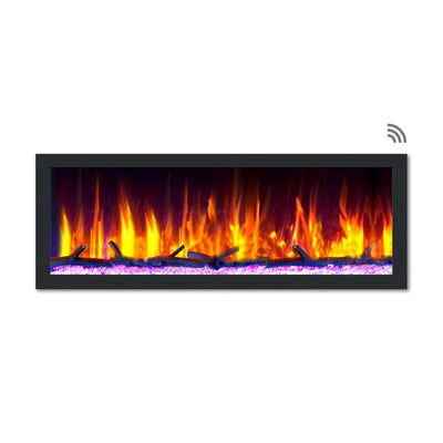 52 in. Cascade Flush-Mount LED Electric Fireplace in Black - Super Arbor