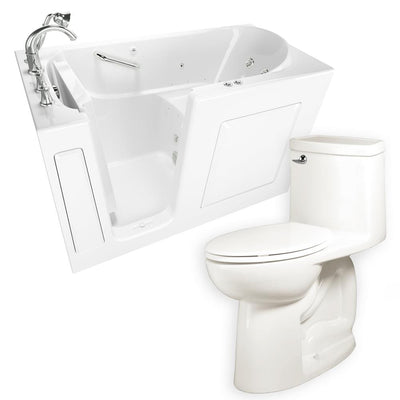 Whirlpool & Air Bath 30 in. x 60 in. Left-Hand Walk-In Bath with Roman Tub Filler and Cadet 3 FloWise Tall Height Toilet - Super Arbor