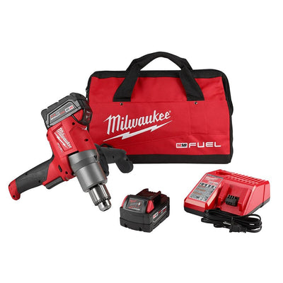 M18 FUEL 18-Volt Lithium-Ion Brushless Cordless 1/2 in. Mud Mixer Kit W/(2) 5.0Ah Batteries, Charger & Tool Bag - Super Arbor