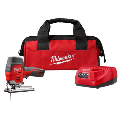 M12 12-Volt Lithium-Ion Cordless Jig Saw Kit with One 1.5 Ah Battery, Charger, Tool Bag - Super Arbor