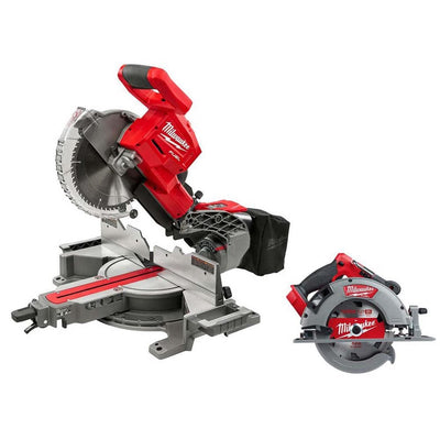 M18 FUEL 18-Volt Lithium-Ion Brushless 10 in. Cordless Dual Bevel Sliding Compound Miter Saw with 7-1/4 in. Circular Saw - Super Arbor