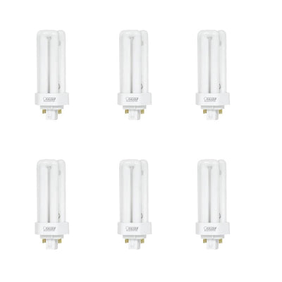 18W Equiv PL CFLNI Triple Tube 4-Pin Plug-in GX24Q-2 Base Compact Fluorescent CFL Light Bulb, Soft White 2700K (6-Pack) - Super Arbor