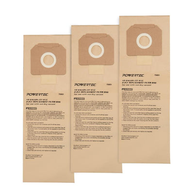 10 Gal. High Efficiency Filter Bags for D27904 and Porter-Cable 7812 Dust Extractors (3-Pack) - Super Arbor