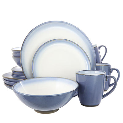 Serene Fountain 16-Piece Casual Blue/Glossy finish Earthenware Dinnerware Set (Service for 4) - Super Arbor
