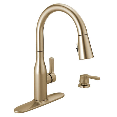 Marca Single-Handle Pull-Down Sprayer Kitchen Faucet with ShieldSpray Technology in Champagne Bronze - Super Arbor