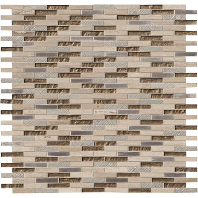Diamante Brick 12 in. x 12 in. x 8 mm Glass Stone Mesh-Mounted Mosaic Wall Tile (10 sq. ft. / case) - Super Arbor