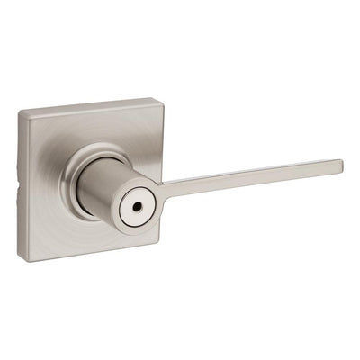 Ladera Satin Nickel Bed and Bath Door Lever with Square Trim Featuring Microban Antimicrobial Technology - Super Arbor