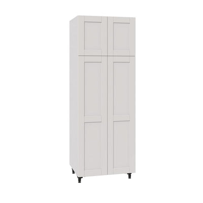 Shaker Assembled 30 in. x 84.5 in. x 24 in. Pantry Cabinet with Five Inner Drawers in Vanilla White - Super Arbor
