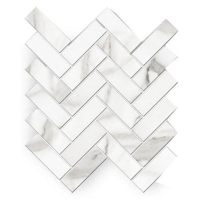 Florida Tile Home Collection Avante Bianco 12 in. x 15 in. x 9 mm Porcelain Herringbone Mosaic Tile (5.65 sq. ft. / case) - Super Arbor