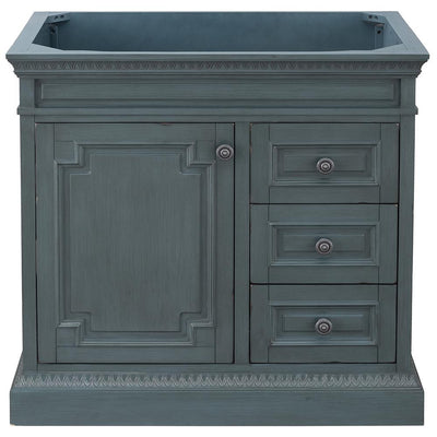 Cailla 36 in. W x 21.50 in. D Bath Vanity Cabinet Only in Distressed Blue Fog - Super Arbor