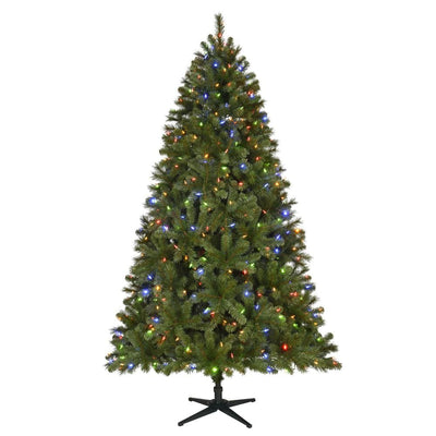 7.5 ft Wesley Long Needle Pine LED Pre-Lit Artificial Christmas Tree with 550 Color Changing Lights - Super Arbor
