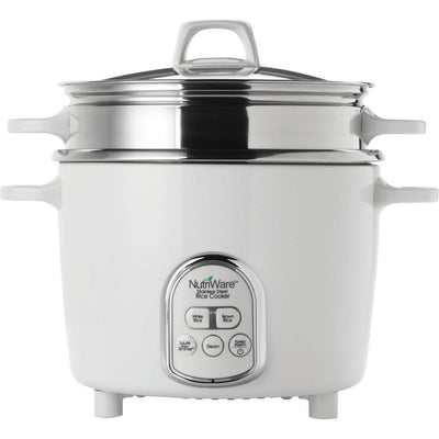 NutriWare Digital Pot Style 7-Cup Rice Cooker with Glass Lid and Non-Stick Pot - Super Arbor