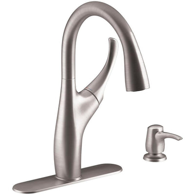 Mazz Single-Handle Pull-Down Sprayer Kitchen Faucet in Vibrant Stainless - Super Arbor