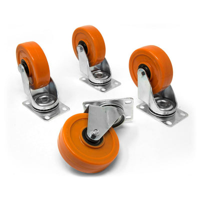 5 in. 330 lbs. Capacity Polyurethane Double Ball-Bearing Swivel Plate Caster (4-Pack) - Super Arbor