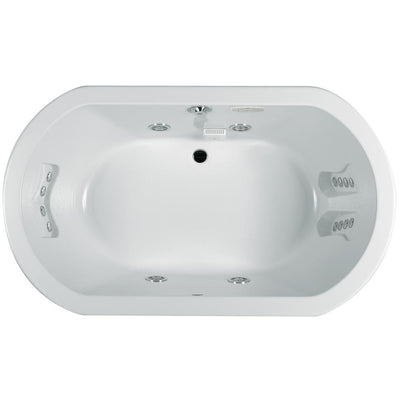 ANZA 66 in. x 36 in. Acrylic Oval Drop-in Center Drain Whirlpool Bathtub Chroma in White - Super Arbor
