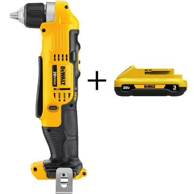 3/8 in. 20-Volt MAX Lithium-Ion Cordless Right Angle Drill with Bonus Compact Battery Pack 3.0 Ah - Super Arbor