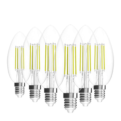 Viribright 35-Watt Equivalent B10 Dimmable E12 Candelabra Base LED Light Bulb 4000K Cool White (6-Pack) - Super Arbor