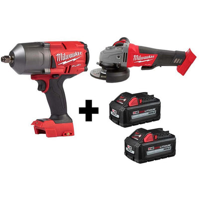 M18 FUEL 18-Volt 1/2 in. Lithium-Ion Brushless Cordless Impact Wrench w/ Friction Ring & Grinder w/ Two 6.0Ah Batteries - Super Arbor