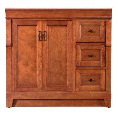 Naples 36 in. W Bath Vanity Cabinet Only in Warm Cinnamon with Right Hand Drawers - Super Arbor