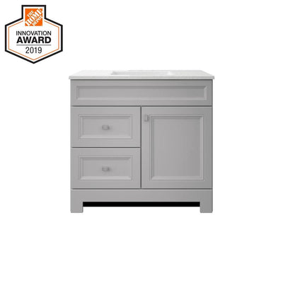 Sedgewood 36-1/2 in. W Bath Vanity in Dove Gray with Solid Surface Technology Vanity Top in Arctic with White Sink - Super Arbor