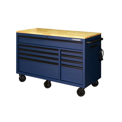 56 in. 9-Drawer Mobile Workbench in Matte Blue