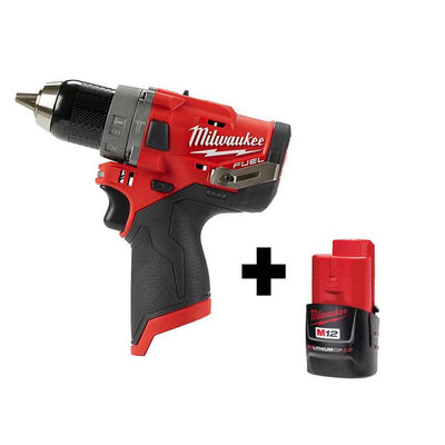 M12 FUEL 12-Volt 1/2 in. Lithium-Ion Brushless Cordless Hammer Drill with Free M12 2.0Ah Battery - Super Arbor