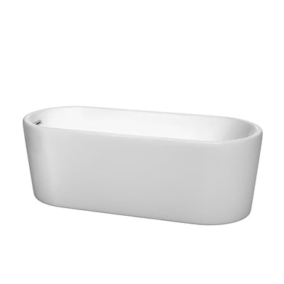 Ursula 67 in. Acrylic Flatbottom Center Drain Soaking Tub in White with Polished Chrome Trim - Super Arbor