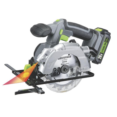 20-Volt Lithium-Ion Cordless 5-1/2 in. Circular Saw with Laser Guide, 18T Blade, Battery and Charger - Super Arbor