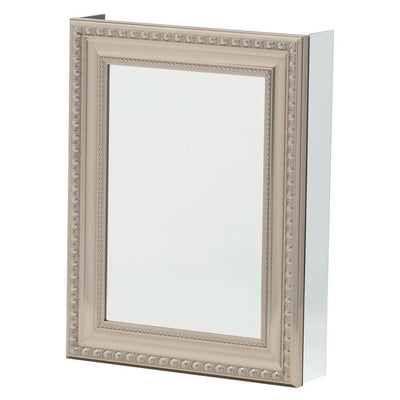 20 in. W x 26 in. H Framed Recessed or Surface-Mount Bathroom Medicine Cabinet with Deco Framed Door in Brushed Nickel - Super Arbor