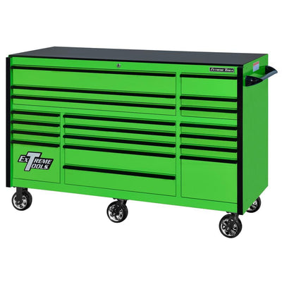 72 in. 19-Drawer Roller Cabinet Tool Chest in Green with Black Drawer Pulls - Super Arbor
