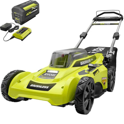RYOBI 20 in. 40-Volt Brushless Lithium-Ion Cordless Battery Walk Behind Push Lawn Mower 6.0 Ah Battery/Charger Included - Super Arbor