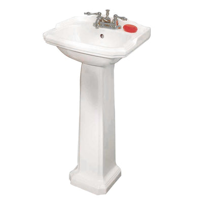 Cloakroom 19 in. Pedestal Combo Bathroom Sink in White with Overflow - Super Arbor
