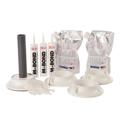 M-Curb Pitch Pocket 5 in. Diameter Round White Asphaltic Roofing System Pipe Flashing Kit (3 Assemblies) - Super Arbor