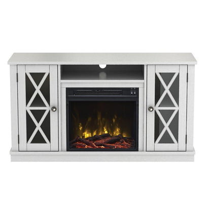 Bayport 47.50 in. Media Console Electric Fireplace TV Stand in White - Super Arbor