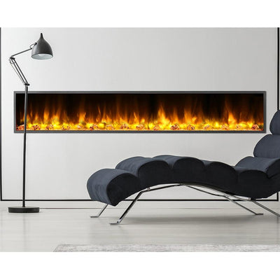 80 in. Harmony Built-in LED Electric Fireplace in Black Trim - Super Arbor