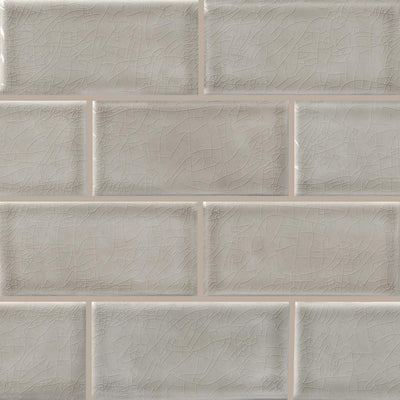 MSI Dove Gray Handcrafted 3 in. x 6 in. Glossy Ceramic Gray Subway Tile (1 sq. ft. / case) - Super Arbor