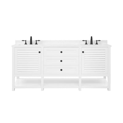Grace 72 in. W x 22 in. D Bath Vanity in White with Cultured Marble Vanity Top in White with White Basins - Super Arbor