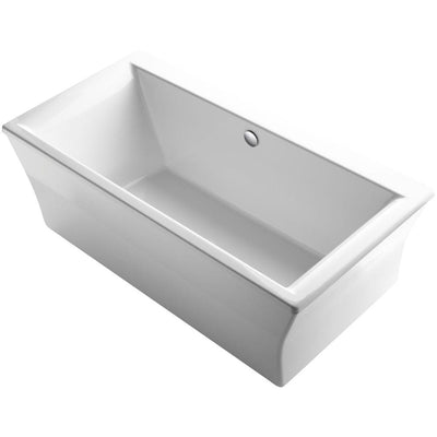 Stargaze 72 in. x 36 in. Freestanding Bathtub with Fluted Shroud and Center Drain in White - Super Arbor