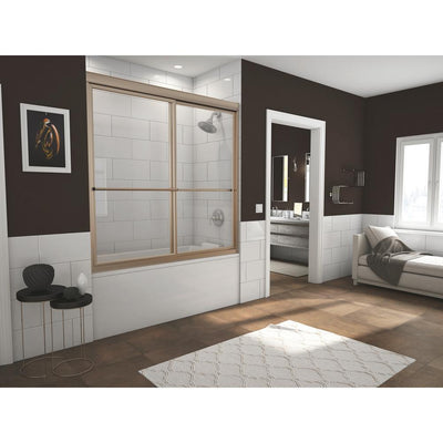 Newport 66 in. to 67.625 in. x 58 in. Framed Sliding Bathtub Door with Towel Bar in Brushed Nickel with Clear Glass - Super Arbor