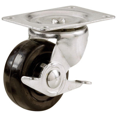 4 in. Soft Rubber Swivel Plate Caster with 225 lbs. Load Rating and Brake - Super Arbor